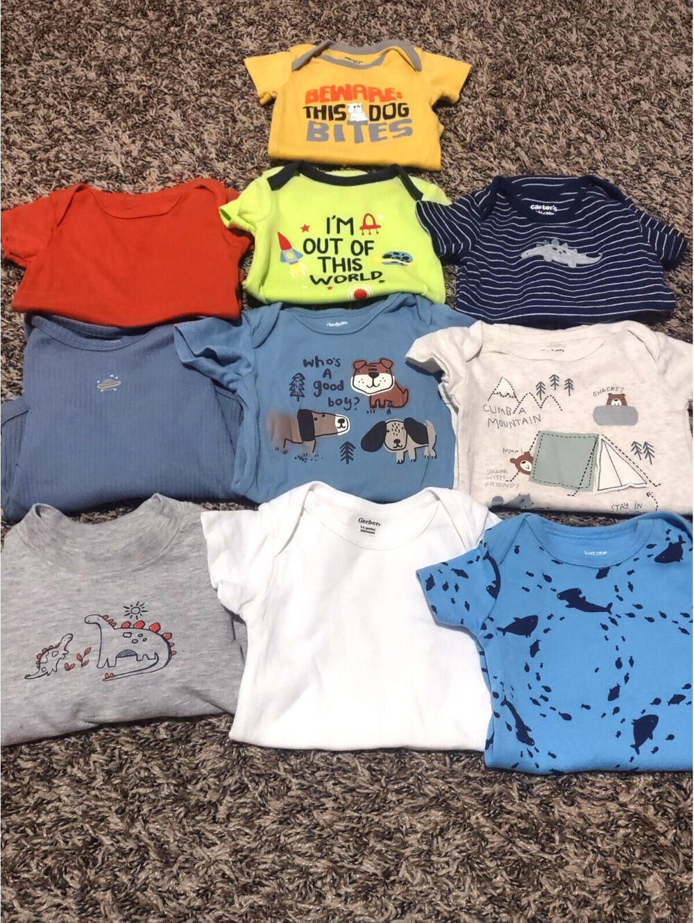 Boys Onesies Bundle Of 10 0-3 Months, 3-6 Months Variety